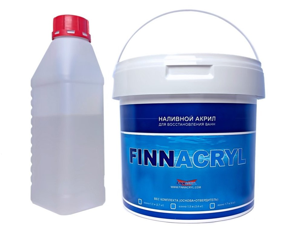 Жидкий (наливной) акрил для ванн "FINNACRYL-24" (24 ч./2,3 кг./ванна 1,2 м.)